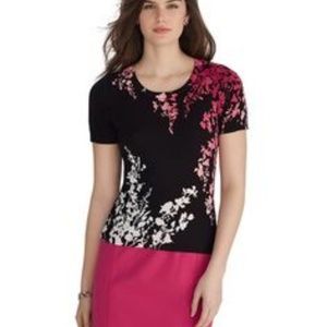 White House Black Market Short Sleeve Pink Floral